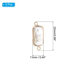 PATIKIL Natural Freshwater Pearl Charm, 5 Pcs Culture Rectangular Pearl Beads Links Connectors with Hole for Necklace DIY Ocean Pendants Jewelry Making, Beige