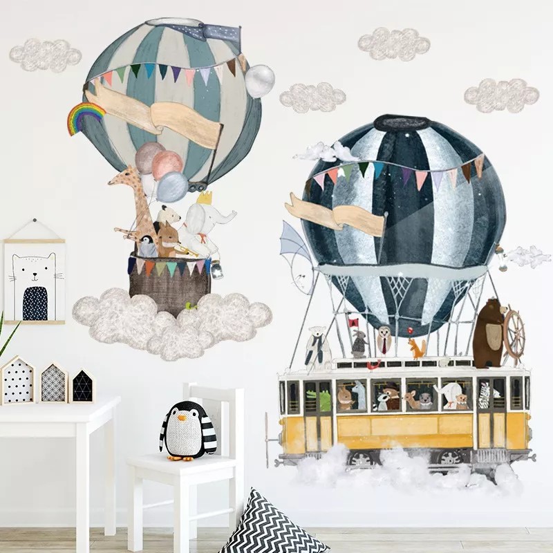 DaraBaby Vinil Infantil Globo Aerostático Dibujo Animales Bebe Niños