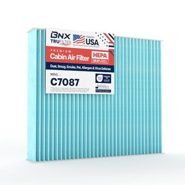 BNX TruFilter C7087 Filtro de aire de cabina, HEPA 99.97%, fabricado en Estados Unidos, compatible con Toyota: Camry, Avalon; Lexus: ES300h, ES350, RX350, RX450h (paquete de 2)