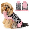 YUDODO Small Dog Sweater Dress with Bowtie Turtleneck Leopard Knitted