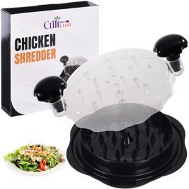 CriftCraft Chicken Shredder - 10'' Professional Meat Shredder Tool, Ergonomic Anti-Slip Handle, BPA-Free, Dishwasher-Safe, Large & Stable, Transparent Lid - Ideal for Shredding Chicken & Meat