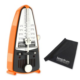 Wittner Taktell Piccolo 830231 Mechanical Metronome Orange with Keepdrum Microfibre Cloth