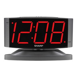 SHARP SHARP Home LED Digital Alarm Clock C Swivel Base - Outlet Powered, Simple Operation, Alarm, Snooze, Brightness Dimmer, Big Red Digit Display, Gun Metal Grey Case