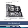 DOTCOM Headlights Assembly,Compatible with 2003-2006 Chevy Avalanche 1500 2500/2003-2006 Silverado