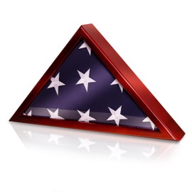 Forever Lane Flag Display Case for American Veteran Flag, Large 9.5x5 ft Memorial Flag Box -Military Flag Holder, Solid Wood w/Acrylic Front,Wall Mount or Standing Display Box