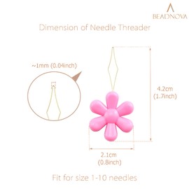 BEADNOVA Needle Threaders 25pcs Plastic Flower Head Sewing Needle Threader for Sewing Small Eye Embroidery Craft Knitting Quilting (25pcs, Mix Colors)