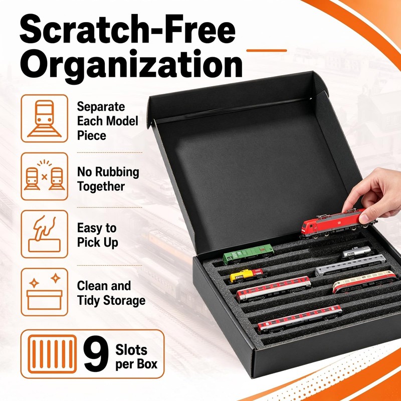 Silipull 3 Pcs N Scale Model Train Storage Box with