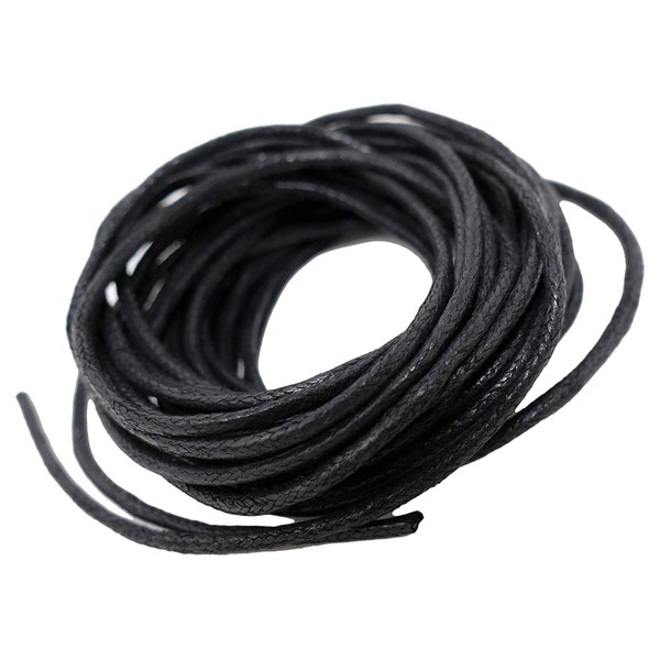 1mm Waxed Cotton Cord Thread Shamballa Macrame Jewellery - Black - 10 metres by Waxed Cotton Cord