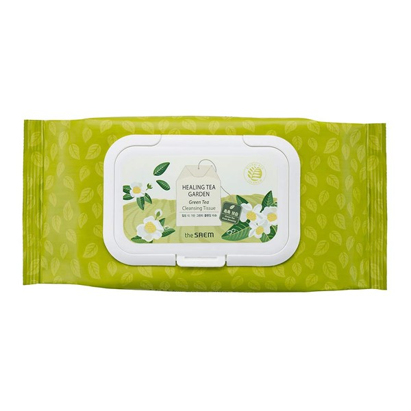 [the SAEM] Healing Tea Garden Green Tea Cleansing Tissue 60 Sheets - Moisturizing Makeup Cleansing Tissue without Skin Irritation, for Normal to Dry Skin