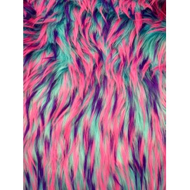 60" Wide Faux Fur Fabric - Candy Monster Purple/Blue/Pink