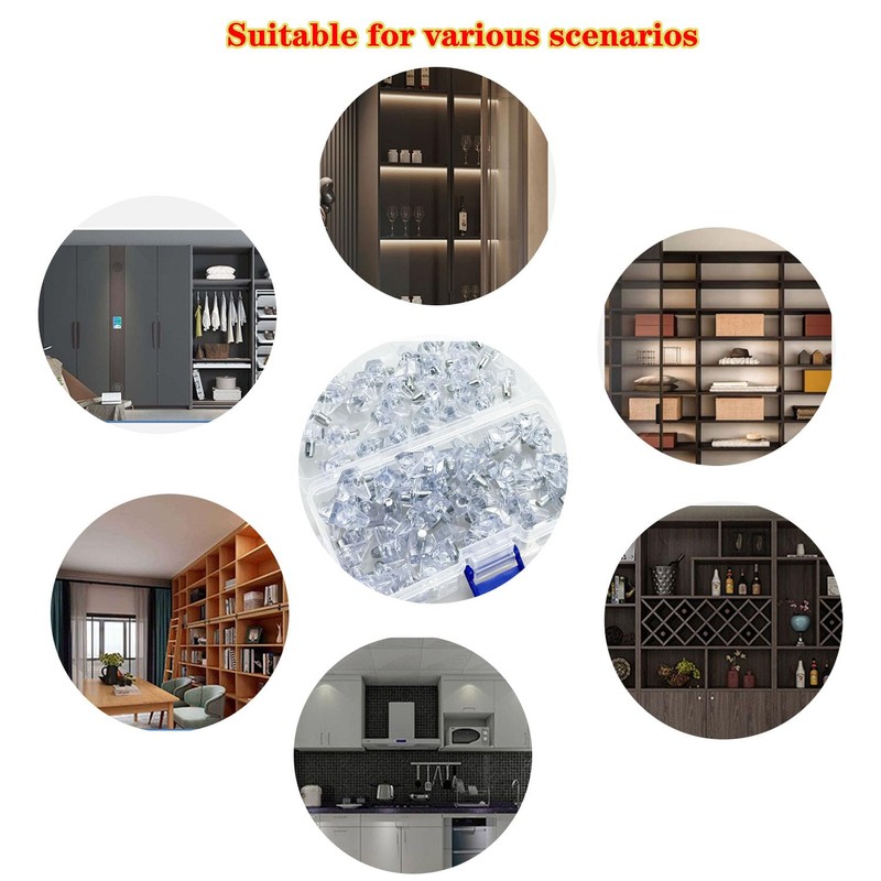 100 Pieces Clear Shelf Support Pegs, 5 mm Plastic Cabinet