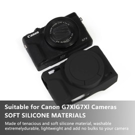 Funda para lente extraíble G7X, cubierta protectora de silicona suave con cubierta extraíble para cámara Powershot G7X DSLR (negro)