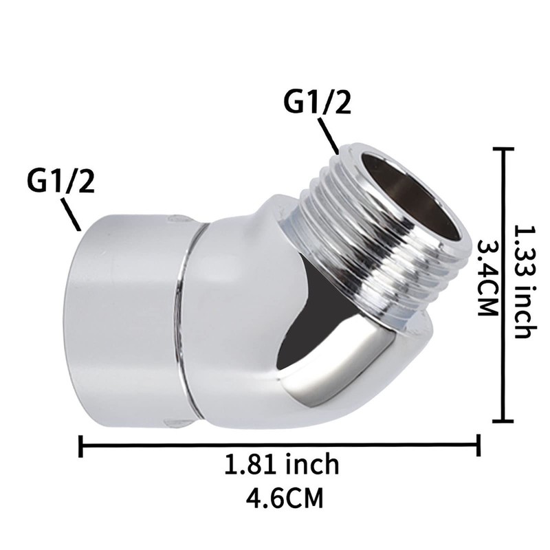 Shower Elbow Adapter, 135 Degrees Rotatable Handheld Shower Head Brass