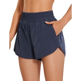 CRZ YOGA Women's Sports Shorts, Quick Dry Breathable Running Shorts, Lined Sportswear, Running, Fitness, Inseam 2.8 inches (7 cm), blue (navy blue)