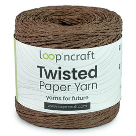 Loopncraft Paper Yarn, Brown, 250 m - 150 g, Twisted Paper Yarn, Natural Paper Cord