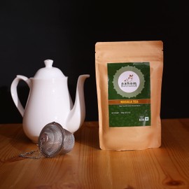 NAHOM India's Mix Masala Chai Tea Loose Leaf, Blend of Black Tea, Cinnamon, Cardamom & Black Pepper Spiced Masala Tea | Chai Latte Suited 3.53oz | 100 gram Pouch