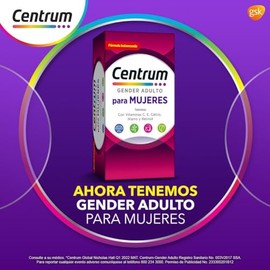 Centrum Multivitamínico Gender Adulto Mujer com Magnesio, Vitamina C, Retinol y Zinc 60 Tabletas