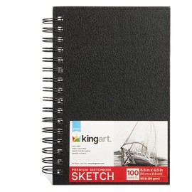 KINGART Spiral Sketchbook, Hardcover, 5.5 x 8.5 inches, 100 Sheets, Double-Spiral Binding
