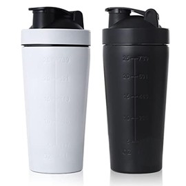 Suuwwn Protein Shaker, Pack of 2 Protein Shaker Protein Bottle Stainless Steel Protein Shaker Bottle 700 ml Sports Fitness Protein Shaker Protein for Supplement Shakes Protein Shaker Protein Bottle