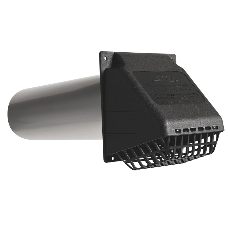 Deflecto Wide Mouth Dryer Vent Hood with Pipe, Bird Guard-Black