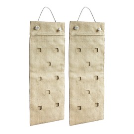 HANG & GROW Burlap Hanging Planter Bags for Outdoor Plants, Vertical Flower Hanging Bag for Easy Outside Garden Decoration, Reusable for Flowers, Strawberry, Vegetables and Herbs, (2 Bags, 8 Holes)