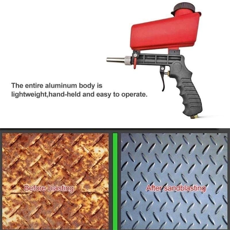 1/4" Air Sandblasting Gun, 90psi Gravity Pneumatic Sand Blaster, Small