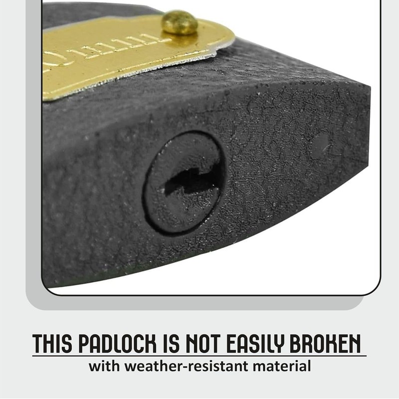 Padlock Cast Iron Safety Security Shackle Includes 2 Keys Heavy