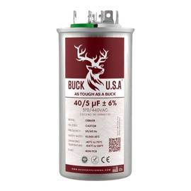 Buck 40+5uF 40/5 MFD ±6% CBB65B Dual Run Round Start Capacitor - Ideal for HVAC Systems, Air Conditioner Unit Fan Motor Start, Heat Pump, & Condenser Straight Cool Applications 370/440VAC 50/60Hz