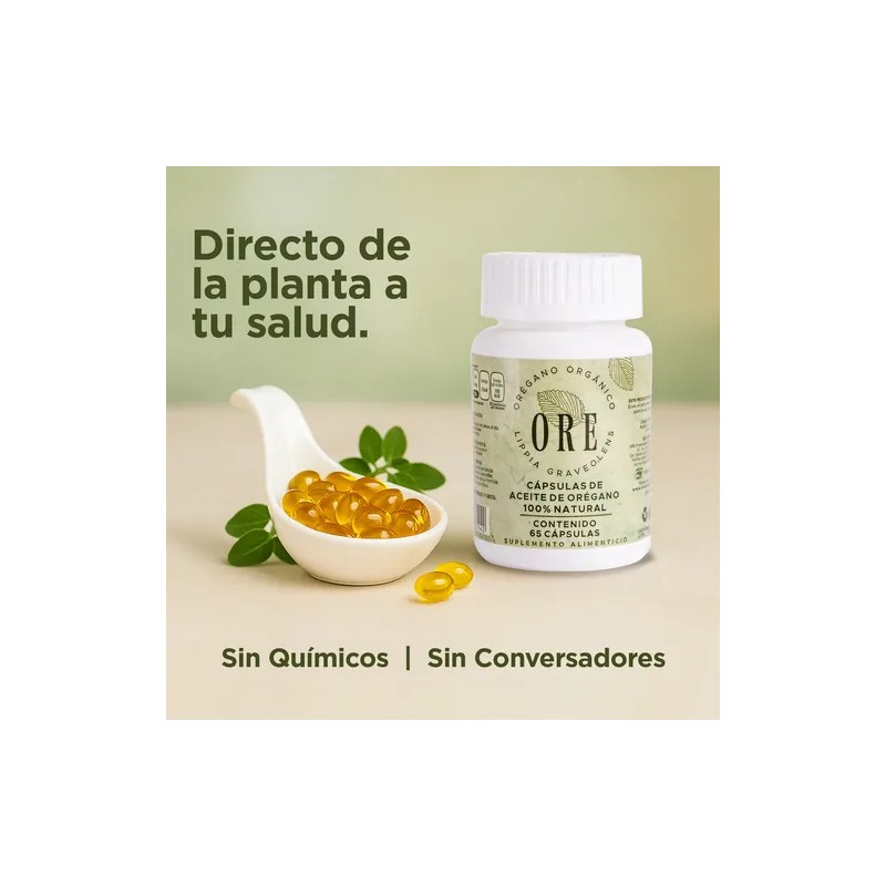 Aceite De Oregano Ore, 65 Capsulas Cu Kit 2 Frascos
