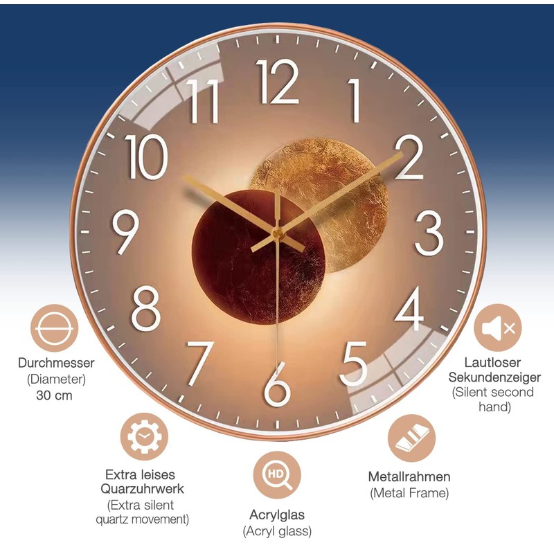 CandyAlley 30 cm Modern Quartz Silent Wall Clock, Wall Clock
