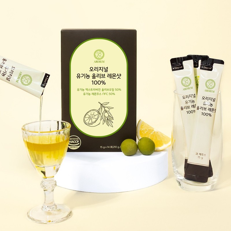 아르디엠 오리지널 유기농 올리브 레몬샷 100% 올레샷, 210g, 12박스 Ardeam