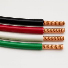 30 FEET THHN Stranded Copper Wire – 6 AWG Black, Red, White + 8 AWG Green Ground – Color-Coded Electrical Wire for Residential & Commercial Projects