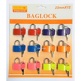12 Pieces Small Padlocks, Multicolour Coated Metal Lock with Key for Suitcase, Luggage Lock, Backpack Lock, Gym Locker Lock, Filing Cabinets Toolbox, Computer Bags, School, Jewellery Box