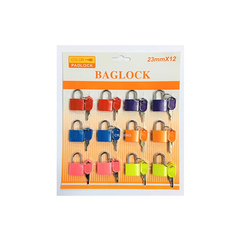 12 Pieces Small Padlocks, Multicolour Coated Metal Lock with Key