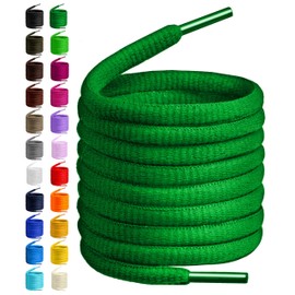BIRCH's Oval Shoelaces 27 Colors Half Round 1/4" Shoe Laces 4 Different Lengths (56" (142cm) - XL, Green)