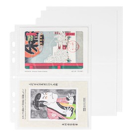 Baskiss Postcard Storage Refill, Big A5 Refills, 2 Pockets, Replaceable Pocket File, 7 Holes, 3 and 6 Holes, 20 Sheets, Clear