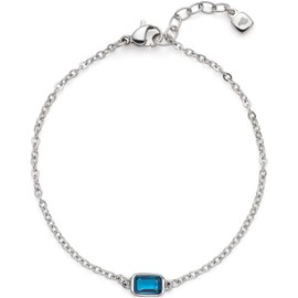 Jewels by Leonardo Ciao Sophia Bracelet Silver-Coloured Stainless Steel Blue Glass Crystal 17-20 cm Length Jewellery Women 024478, Stainless Steel, No Gemstone