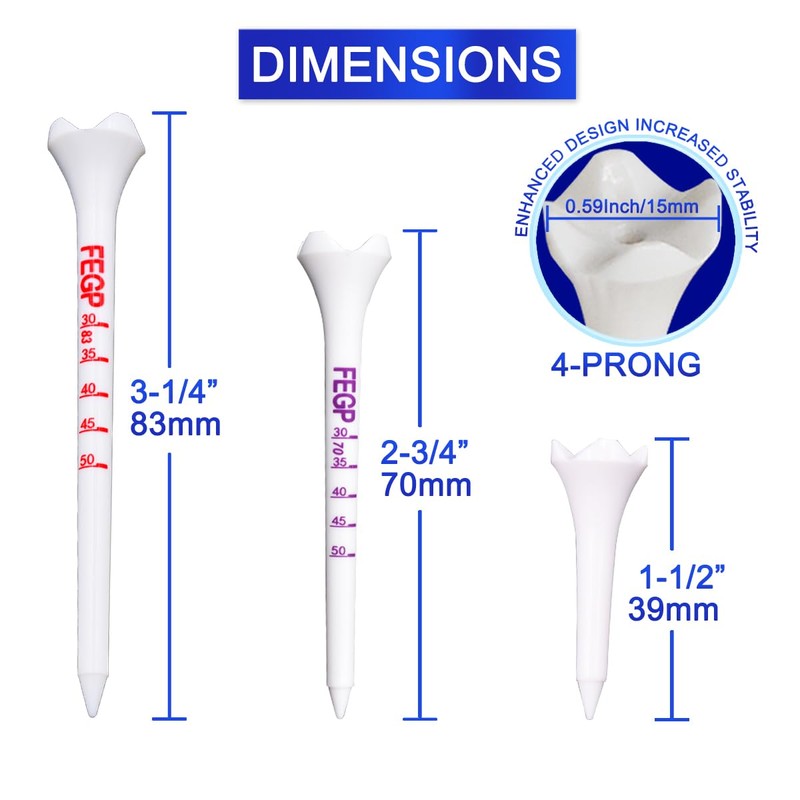 1 1/2'' Plastic Golf Tees – Short Tees for Irons,