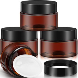 Patelai 4 Pack Amber Glass Jars with Lids, 1 oz Thick Amber Round Glass Jars for Travel Storage Makeup Beauty Products Face, Leakproof and Dishwasher Safe