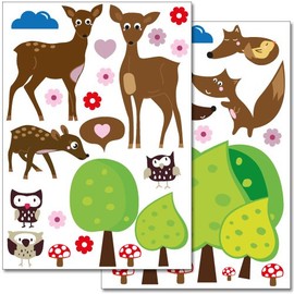 Wandkings wall stickers Cute Forest Animals Sticker Set ? more than 35 stickers on 2 A4 sheets