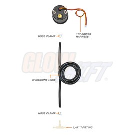 GlowShift Tinted 7 Color 15 PSI Turbo Boost / Vacuum Gauge Kit - Includes Mechanical Hose & T-Fitting - Black Dial - Smoked Lens - for Cars - 2-1/16" 52mm