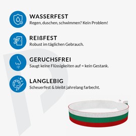 Bulgarien Flagge Stoffarmband - Wasserfestes Unisex Armband - Bulgarische Farben - Sportaccessoire für WM & EM - Geschenkideen für Sportfans - Handmade Fanartikel - Patriotisches Souvenir