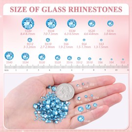 3000PCS SS20/5mm Crystal Rhinestones (Aquamarine), Bedazzling Flatback Glass Rhinestones for Crafting DIY Nail Art Makeup Decoration, Gems Diomand Charms for Tumbler Shoes Clothing Mug