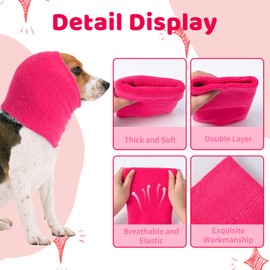 SLSON Dog Ear Protectors Double Layer Thickened Ear Wraps for Dogs Quiet Head Cover Sleeves Dog Muffs for Anxiety Relief, Grooming and Force Drying, Warm Winter (Pink, Large)