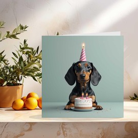 Funny Dachshund Birthday Card 145mm x 145mm