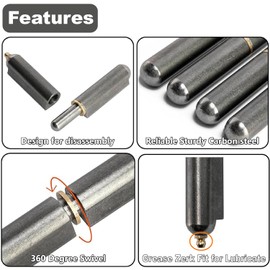 Gudwells 7"(L)?x?13/16"(OD) Weld On Steel Lift Off Bullet Hinge with Brass Bushing Washer & Grease Zerk Fitting for Gates, Doors, BBQ Pits, Containers, Trailer Ramps and Tool Cabinets - 4 Packs