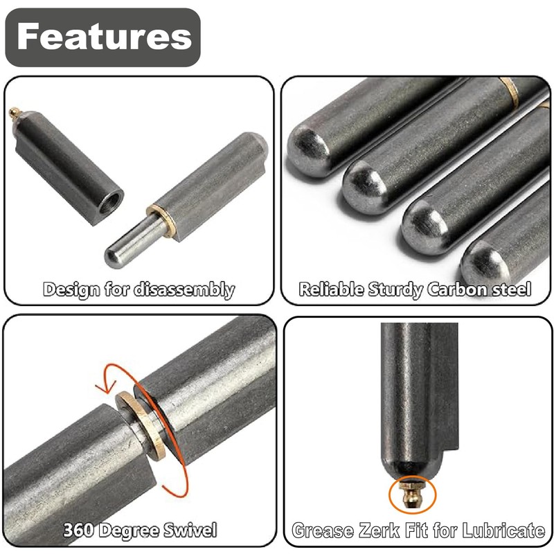 Gudwells 7"(L)?x?13/16"(OD) Weld On Steel Lift Off Bullet Hinge with