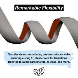 Floor Transition Strip Self Adhesive Carpet Wood Tile Vinyl Flooring Laminate Transition Cover Edge Trim Gap Doorway Threshold for Uneven Floors Heights Within 5 mm (Gray, 120 inches)