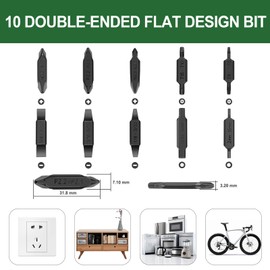 NexTool, Bit Kit, 10 Double-Ended Screwdriver Bit Set for Multi-Tools, NexTool Pocket Tool E1 and Flagship Captain, Slot, Phillips, Hex and Torx Bits with Storage Case Perfect for Camping, on the Go
