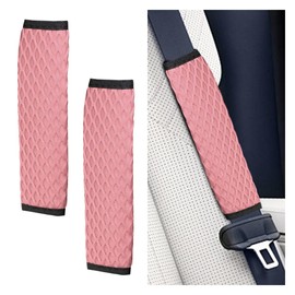 2PCS Car Seat Belt Covers Pads - Breathable Mesh Seatbelt Cushion Auto Seat Belt Pads for a More Comfortable Driving - Seatbelt Shoulder Strap Protector Harness Cushion Pad for Most Cars (Pink)